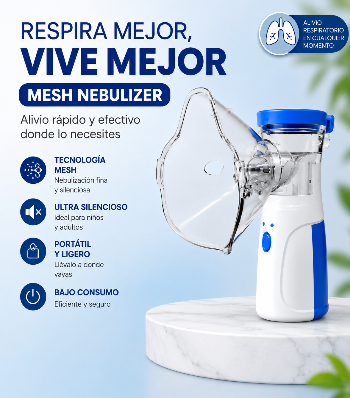 Nebulizador port&aacute;til en uso
